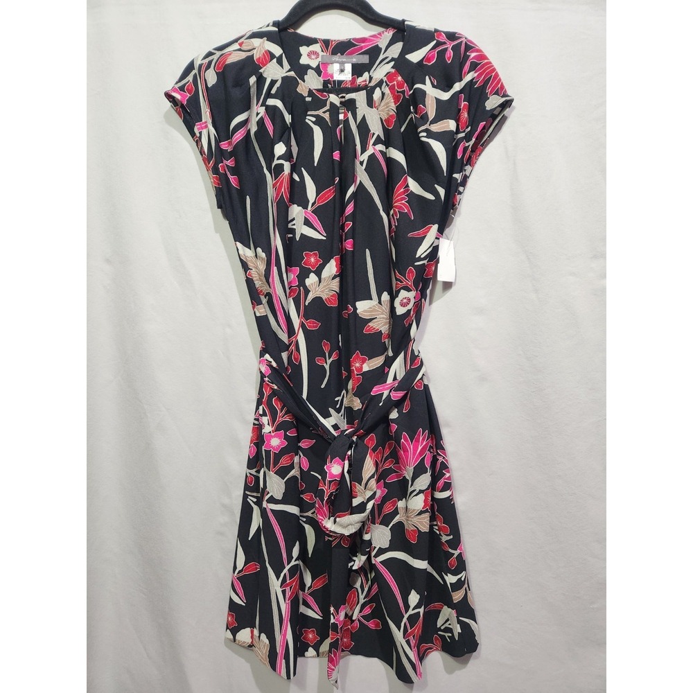 NWT Pippa Floral Cap Sleeve Belted Sheath Dress Women Size 2 Black Pink‎